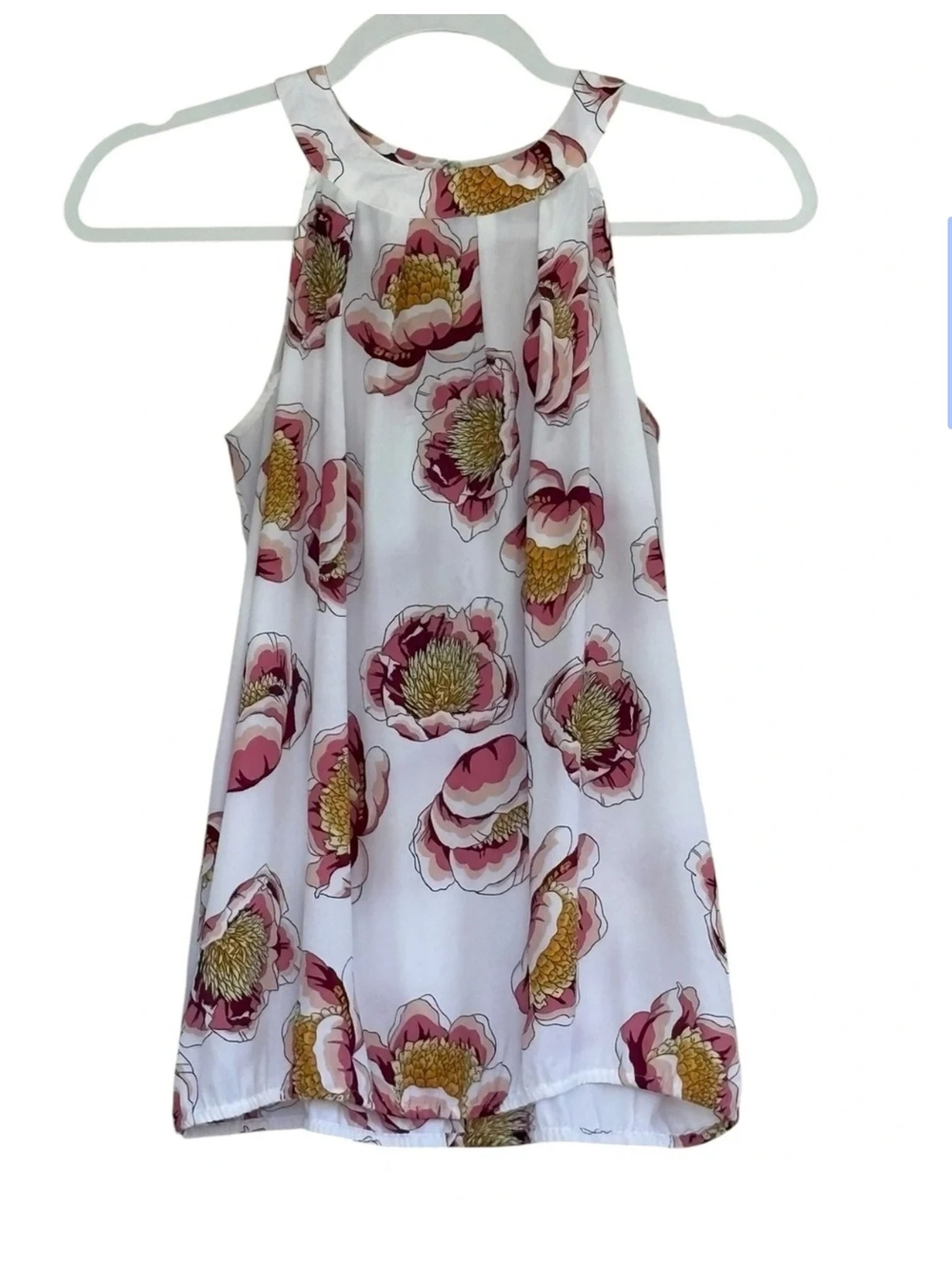 LOFT White Floral Halter Tank